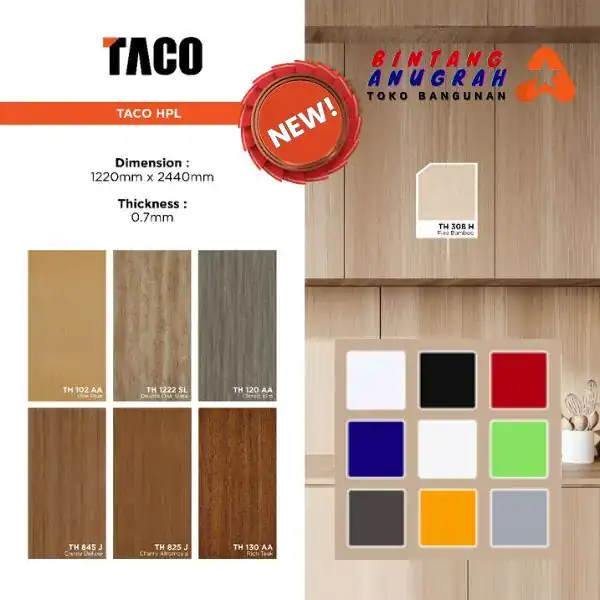 HPL TACO Pelapis Kayu Playwood Furniture Toko Bangunan Bintang Anugrah Pekanbaru PT Berkah Tirta Wahana Toko bangunan Murah Pekanbaru Agen HPL TACO Pelapis Furniture Terdekat Pekanbaru Supplier HPL TACO lembaran Murah Pekanbaru Pelapis Kayu Playwood Furniture Distributor HPL Taco Pelapis Playwood Pekanbaru Harga Jual HPL TACO PVC Terbaik Agen Jual TACO HPL Terdekat Pekanbaru Grosir TACO HPL Murah Pekanbaru Jual HPL Terlengkap Pekanbaru