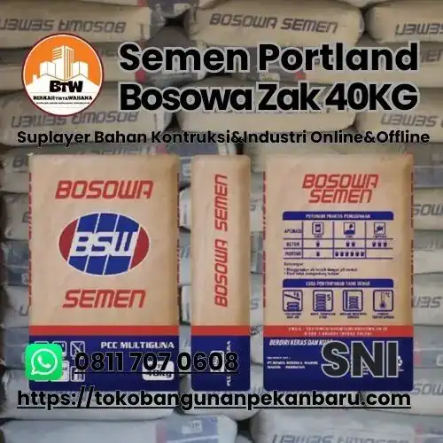 PT. Berkah Tirta Wahana / Toko Bangunan Murah Pekanbaru / Supplier Semen Portland Pekanbaru / Jual Semen Bosowa Murah Pekanbaru / Agen Semen Pekanbaru / Grosir Semen Murah Pekanbaru / Distributor Semen Bosowa Zak 40KG Pekanbaru