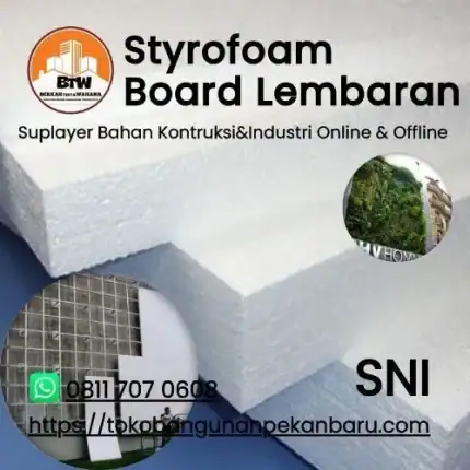 Styrofoam Lembaran Toko Bangunan Bintang Anugrah Pekanbaru PT Berkah Tirta Wahana Toko Bangunan Murah Pekanbaru Grosir Styrofoam lembaran Pekanbaru Papan Styrofoam Murah Pekanbaru Supplier Styrofoam Board Pekanbaru Insulasi Dinding Peredam SuaraPanas Styrofoam Board 8Cm Bahan Renovasi Rumah