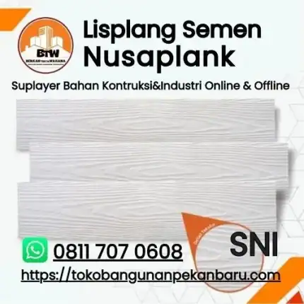 Lisplang Semen Nusaplank PT. Berkah Tirta Wahana / Toko Bangunan Murah Pekanbaru / Supplier Lisplang Semen Nusaplank Pekanbaru / Grosir Lisplang Nusaplank Murah Pekanbaru / Jual Lisplang Murah Pekanbaru / Papan Lisplang Terbaik Pekanbaru / Harga Jual Panel Dinding Murah Pekanbaru / Pelapis Dinding Eksterior-Interior / Distributor Papan Semen Prima-Plank Pekanbaru