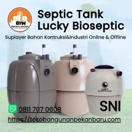 PT. Berkah Tirta Wahana / Toko Bangunan Murah Pekanbaru / Supplier Septic Tank Lucky Bioseptic Pekanbaru / Jual Septic Tank Murah Pekanbaru / Distributor Tangky Septic Bioseptic 1000L Pekanbaru / Grosir Tangky Penampungan Air Tinja Pekanbaru / Agen Septic Tank Pekanbaru / Harga Lucky Polytank Bio Septic