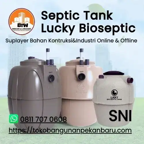 PT. Berkah Tirta Wahana / Toko Bangunan Murah Pekanbaru / Supplier Septic Tank Lucky Bioseptic Pekanbaru / Jual Septic Tank Murah Pekanbaru / Distributor Tangky Septic Bioseptic 1000L Pekanbaru / Grosir Tangky Penampungan Air Tinja Pekanbaru / Agen Septic Tank Pekanbaru / Harga Lucky Polytank Bio Septic