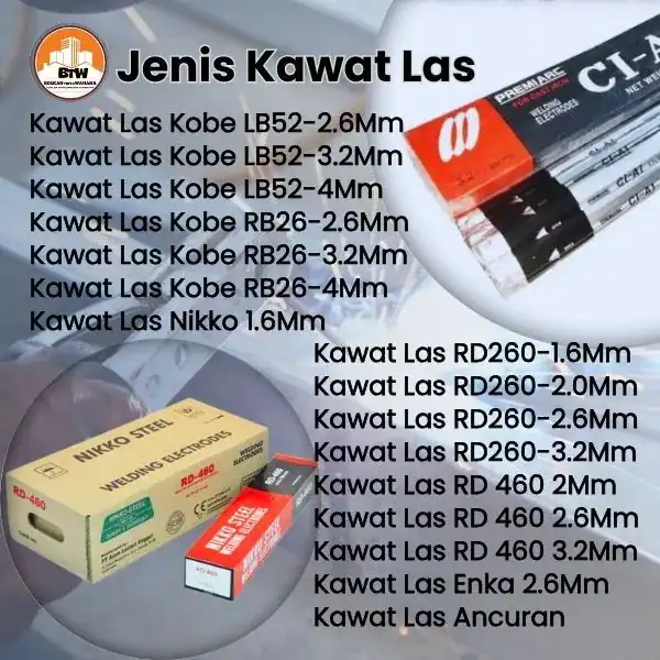 PT. Berkah Tirta Wahana / Toko Bangunan Murah Pekanbaru / Agen Kawat Pekanbaru / Supplier Kawat-Las KOBE-Steel RB-26 3.2Mm Pekanbaru / Jenis Kawat Las Listrik / Jual Kawat-Las Tembaga Pekanbaru / Grosir Kawat-Las Kuningan Pekanbaru / Jual Kawat-Las Aluminium Pekanbaru / Harga Kawat-Las Hancuran Pekanbaru / Distributor Nikko Kawat-Las RD-460 3.2Mm Pekanbaru