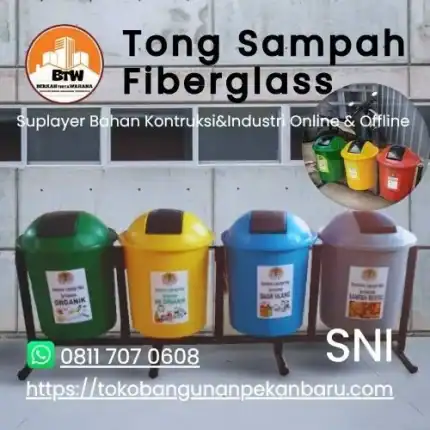 Tong Sampah Fiberglass PT. Berkah Tirta Wahana / Toko Bangunan Murah Pekanbaru / Agen Tong Sampah Fiberglass Pekanbaru / Jual Tong Sampah Murah Pekanbaru / Supplier Tempat Sampah Fiberglass 3-IN-1 Pekanbaru / Distributo Tempat-Sampah Fiberglass Organik & Non-Organik Pekanbaru / Toko Tong Sampah Pekanbaru / Grosir Tempat Sampah Fiberglass Terbaik di Pekanbaru