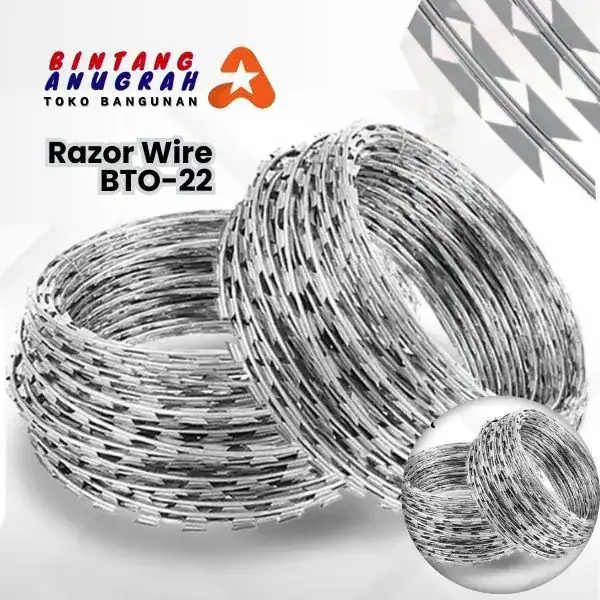 Razor Wire Kawat Silet Toko Bangunan Bintang Anugrah Pekanbaru PT Berkah Tirta Wahana Toko Bangunan Murah Pekanbaru Supplier Kawat Duri Silet Razor Pekanbaru Agen Kawat Pekanbaru Jual Kawat Duri Murah Pekanbaru Grosir Kawat Silet Murah Pekanbaru Distributor Razor Wire Kawat Silet Pekanbaru Harga Jual Kawat Silet Terbaik Pekanbaru Razor Wire BTO 22