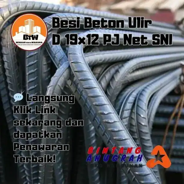 PT. Berkah Tirta Wahana - Toko Bangunan Murah Pekanbaru - Supplier Besi Baja Ulir Pekanbaru - Besi Ulir Murah Pekanbaru - Grosir Jual Besi Beton Murah Pekanbaru - Besi Beton Ulir D19x12 Pekanbaru - Grosir Besi Murah Pekanbaru - Harga Besi Ulir Pekanbaru - Besi Ulir Terbaik Pekanbaru