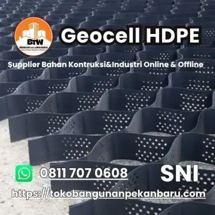 PT. Berkah Tirta Wahana / Toko bangunan Murah Pekanbaru / Agen Geocell Perkuat Struktur Tanah Pekanbaru / Jual Geocell Murah Pekanbaru / Distributor Geocell Terbaik Pekanbaru / Material Pengendalian Erosi / Supplier HDPE Geocell Pekanbaru / Geocell untuk memperkuat tanah